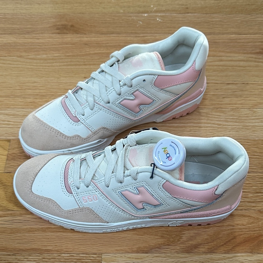 New Balance 550 pink and white